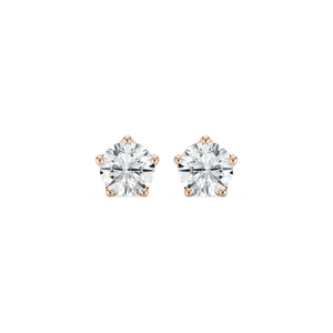 Classic Round 5 Prong Stud Earrings in Rose Gold
