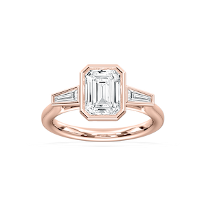 Couture Bezel Three Stone Ring in Rose Gold