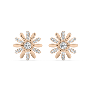 Daisy Diamond Studs in Rose Gold