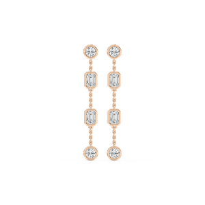 Diamond Station Drop Earrings in Rose Gold
