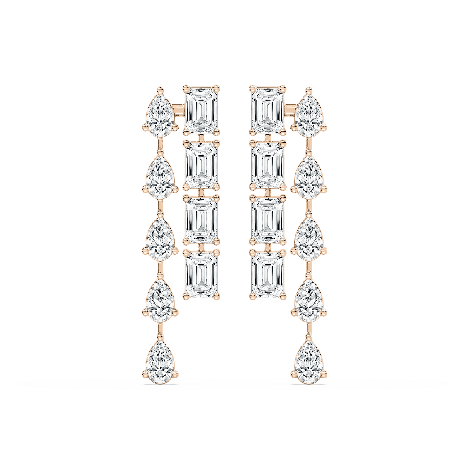 Double Lane Drop Earrings in Rose Gold