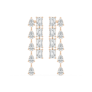 Double Lane Drop Earrings in Rose Gold