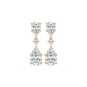 Double Pear Drop Earrings in 14K Rose Gold