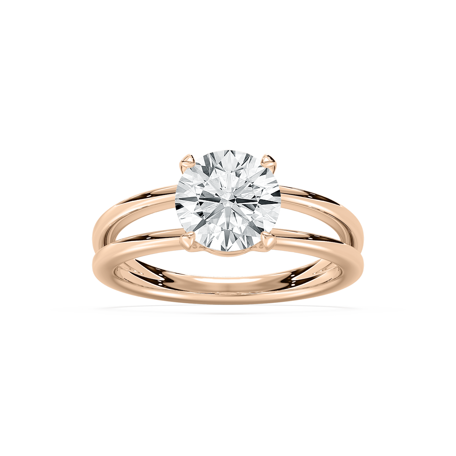 Duet Soltaire Round Engagement Ring in Rose Gold
