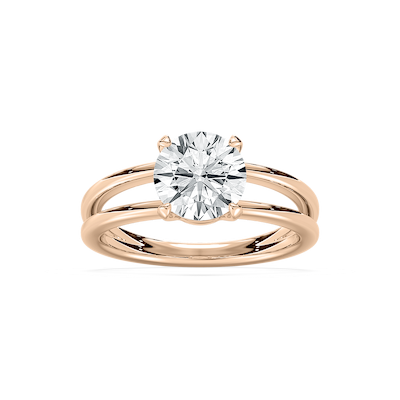 Duet Soltaire Round Engagement Ring in Rose Gold