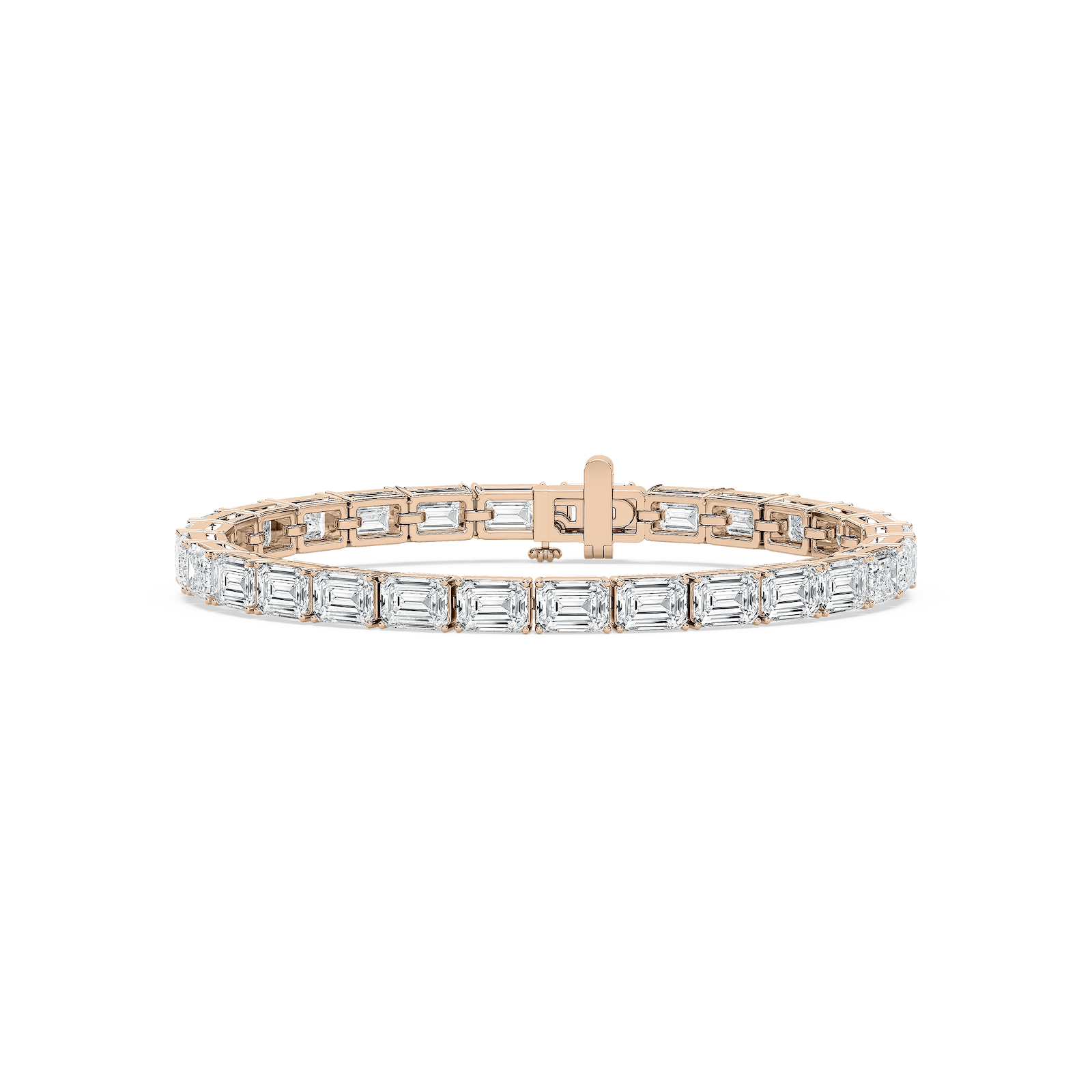 East West Emerald Tennis Bracelet in 14K Rose Gold