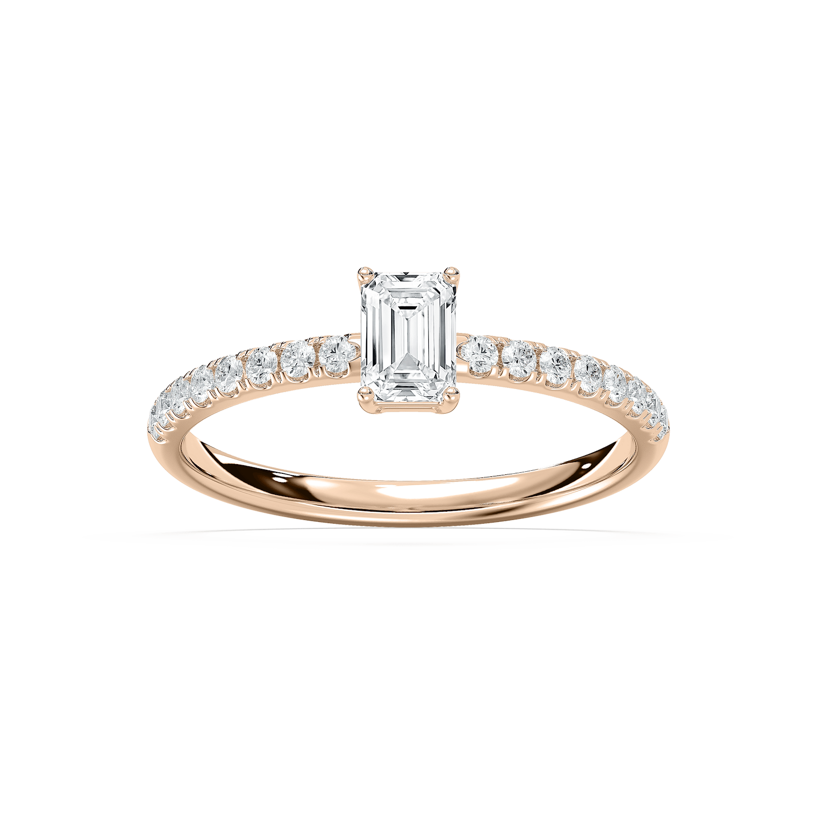 Eirlys Petite Emerald Engagement Ring in Rose Gold