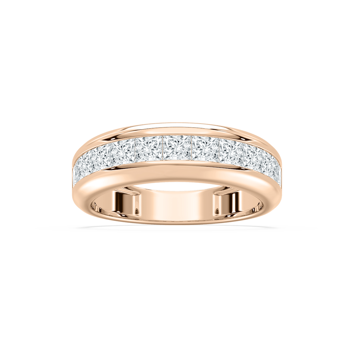 Eleven Stone Princess-Cut Band in Rose Gold