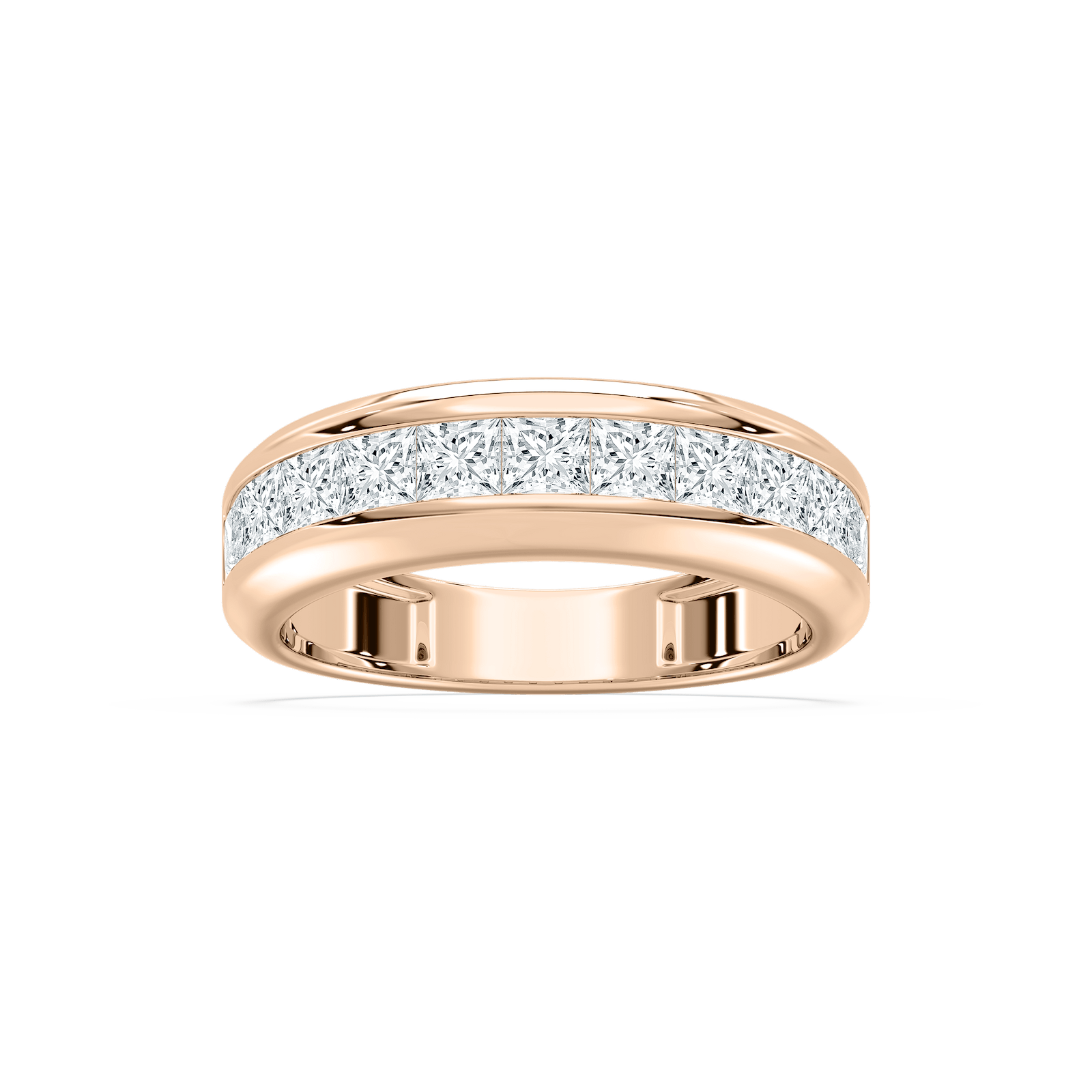 Eleven Stone Princess-Cut Band in Rose Gold