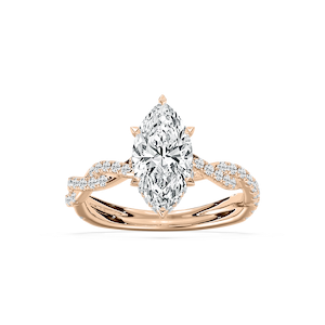 Elise Pave Twist Marquise Engagement Ring in Rose Gold