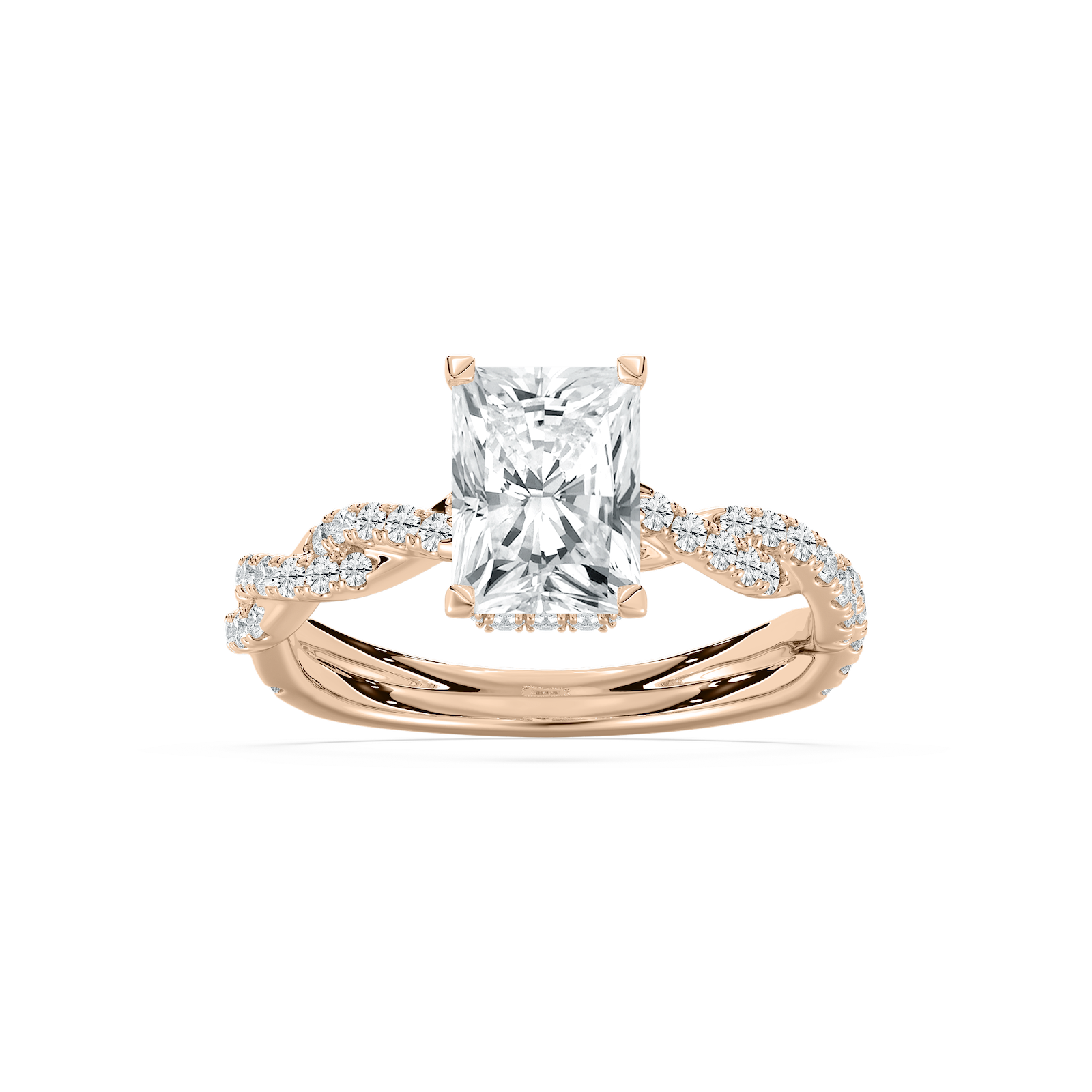 Elise Pave Twist Radiant Engagement Ring in Rose Gold