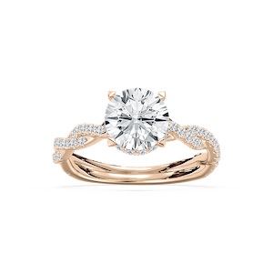 Elise Pave Twist Round Engagement Ring in Rose Gold