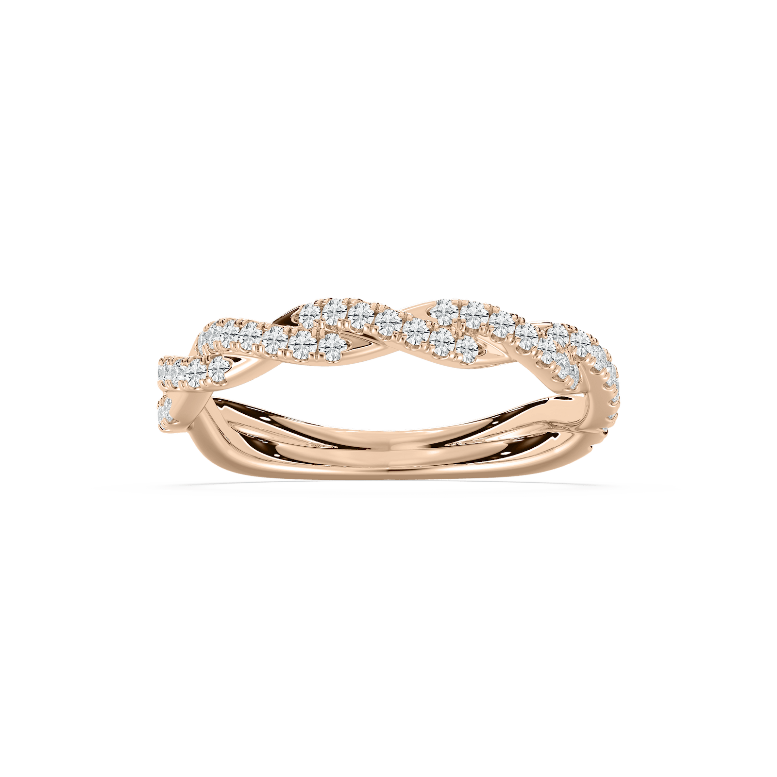 Elise Pave Twist Weddding Band in Rose Gold