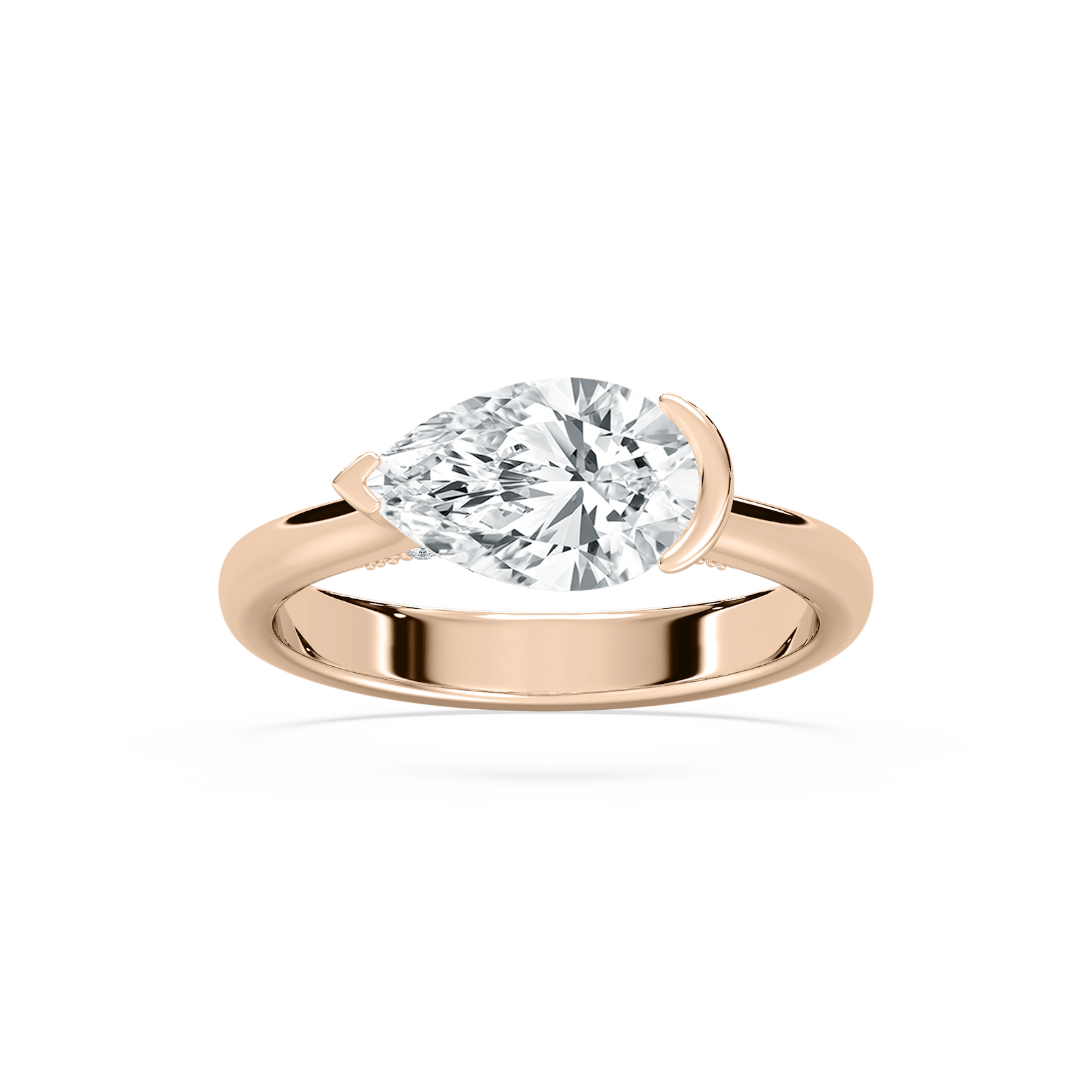Ellie East West Engagement Ring in Rose Gold