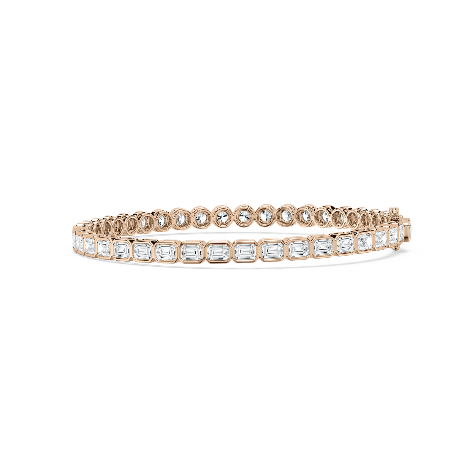 Emerald Round Bezel Bracelet in Rose Gold