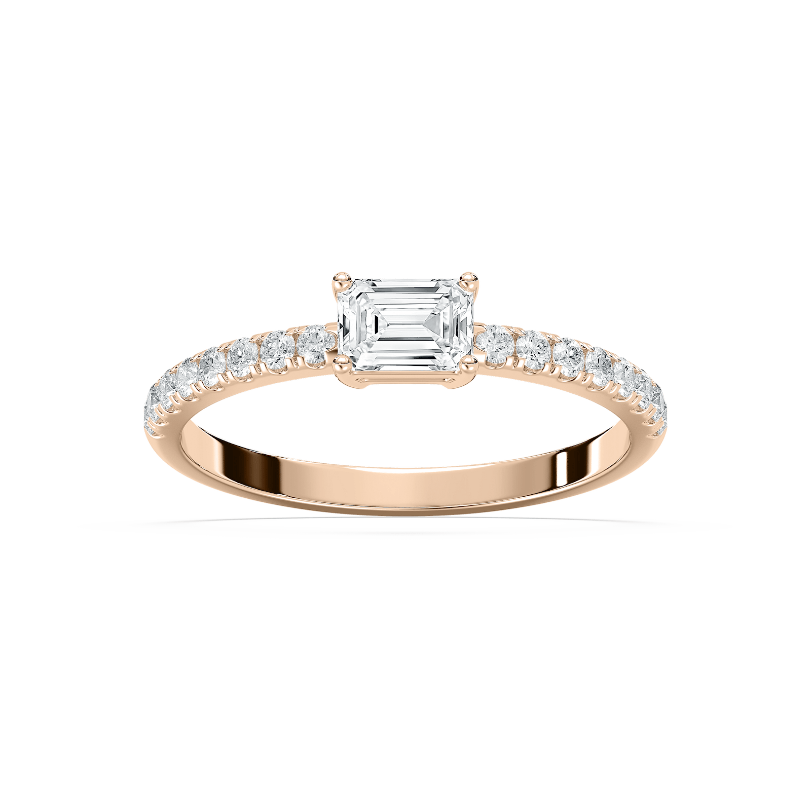 Emrys Petite Emerald Engagement Ring in Rose Gold