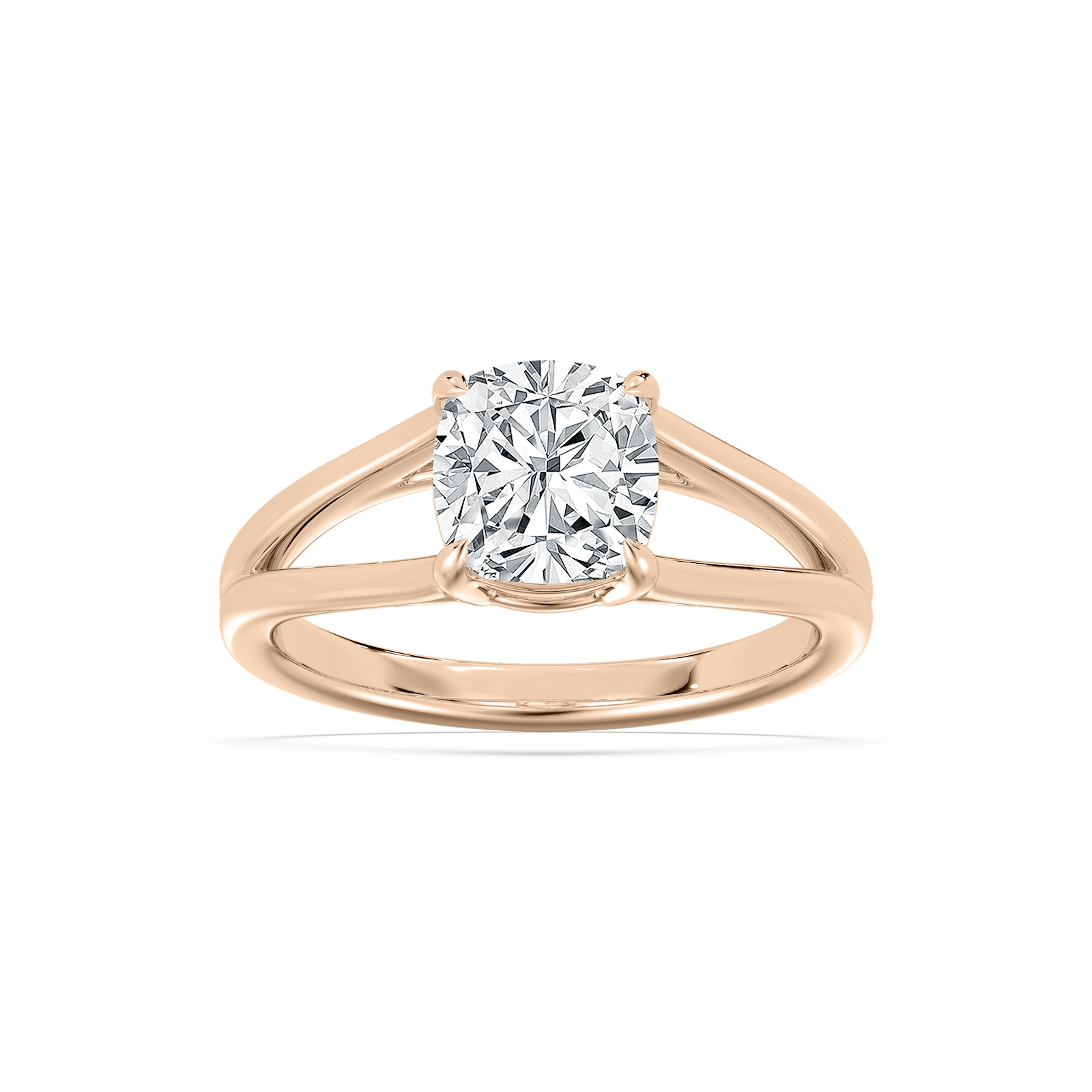 Esme Open Shank Cushion Solitaire Ring in Rose Gold