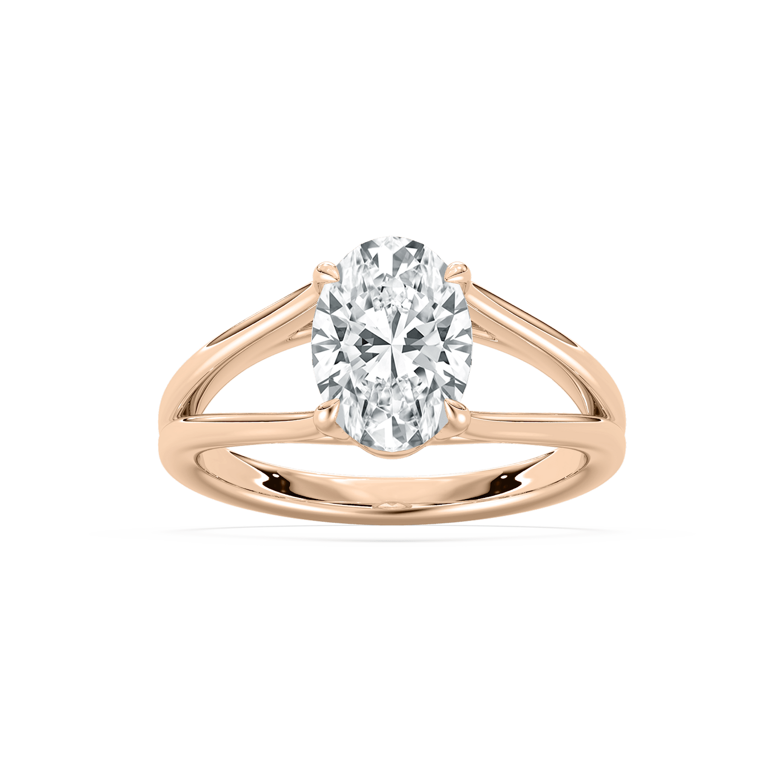 Esme Open Shank Oval Solitaire Ring in Rose Gold