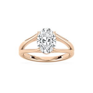 Esme Open Shank Oval Solitaire Ring in Rose Gold