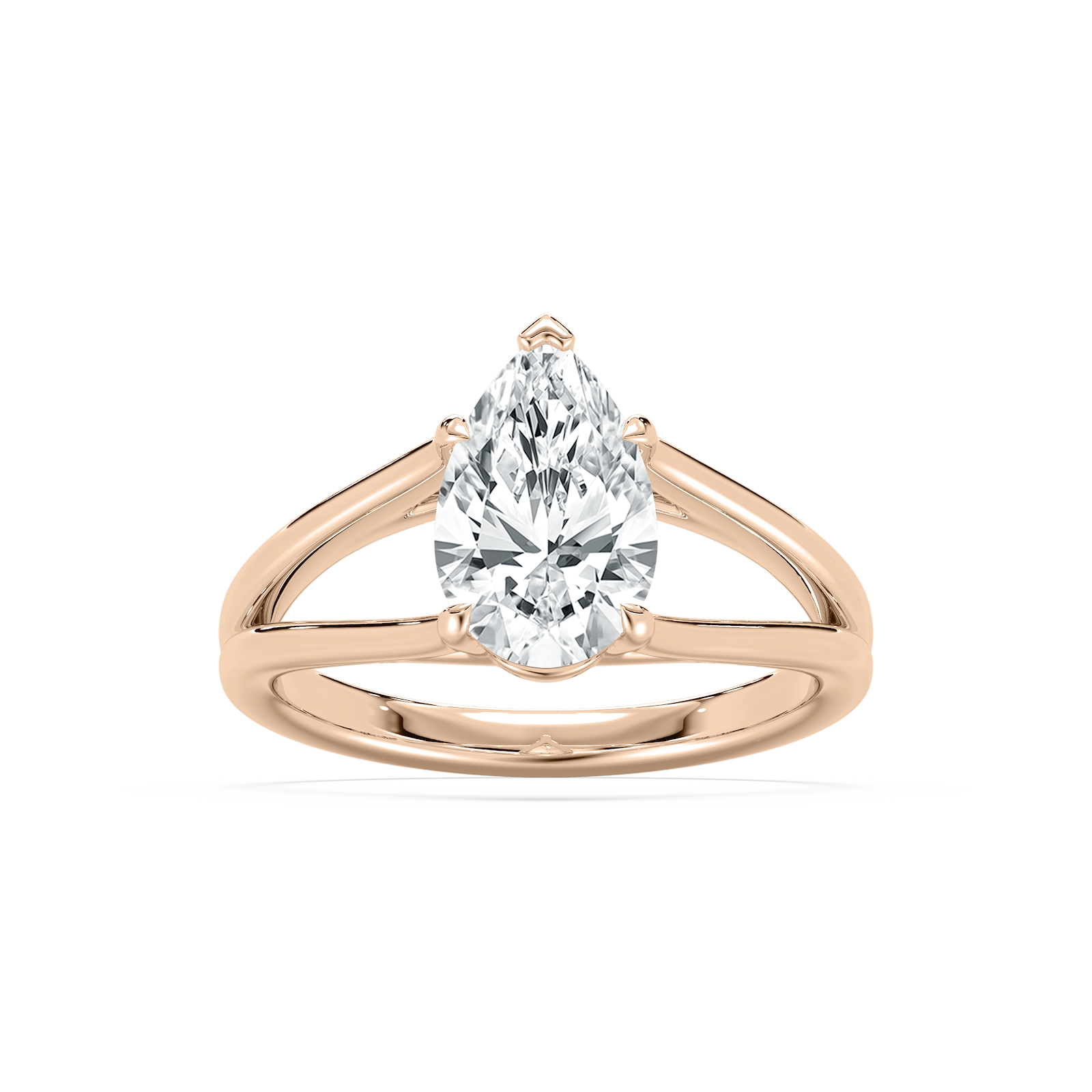 Esme Open Shank Pear Solitaire Ring in Rose Gold