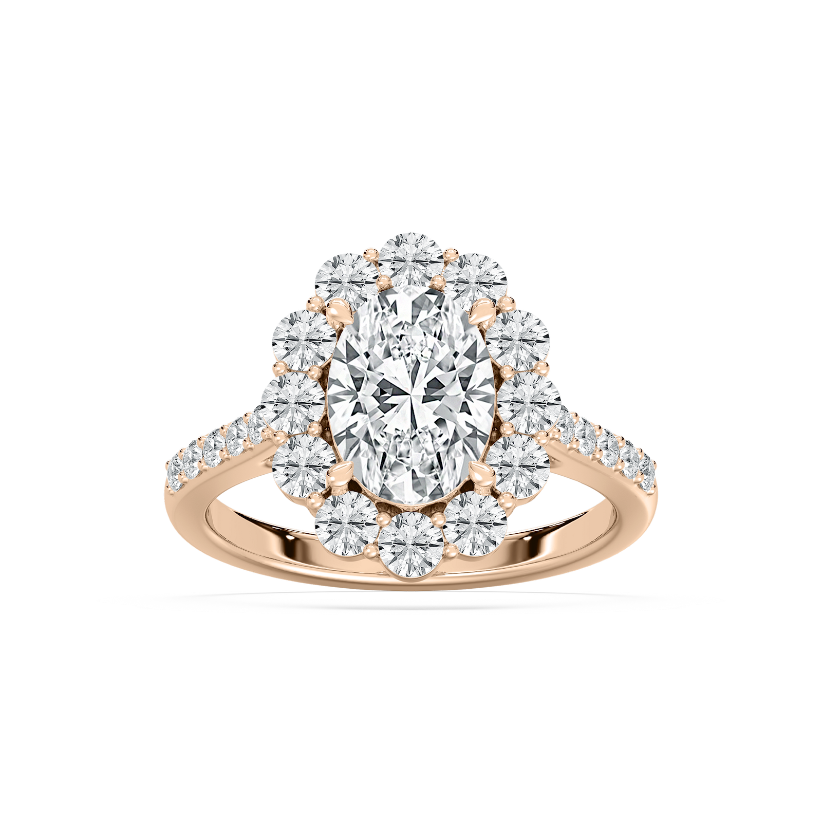 Eva Halo Engagement Ring in Rose Gold