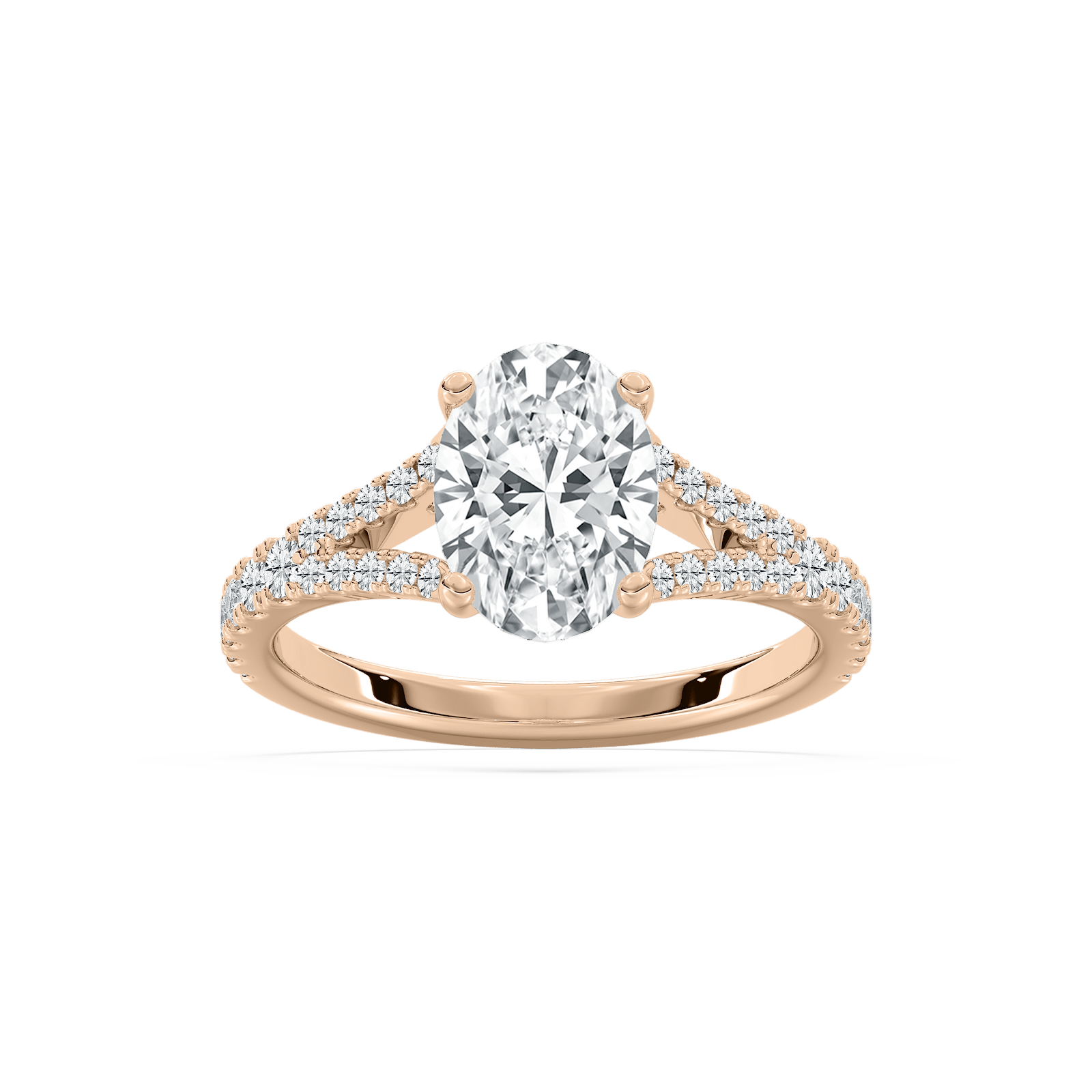 Everly Split Shank Oval Engagement Ring in Rose Gold