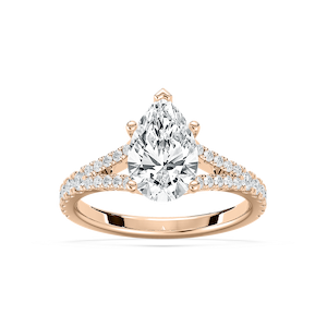 Everly Split Shank Pear Engagement Ring in Rose Gold