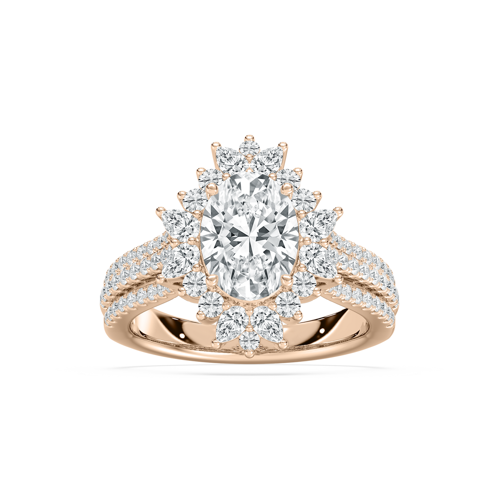 Evie Halo Engagement Ring in Rose Gold