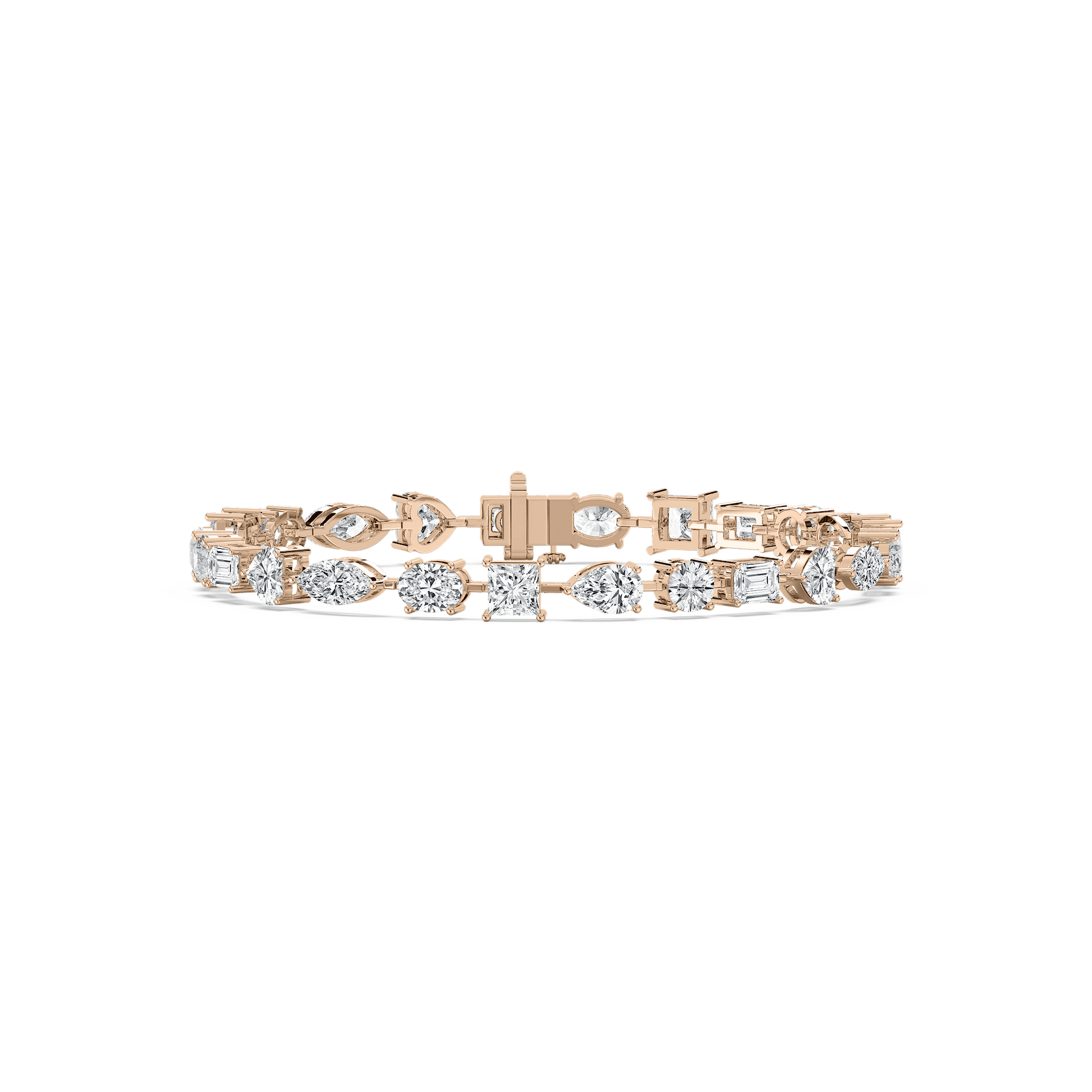 Fancy Shape Line Bracelet in Rose Gold