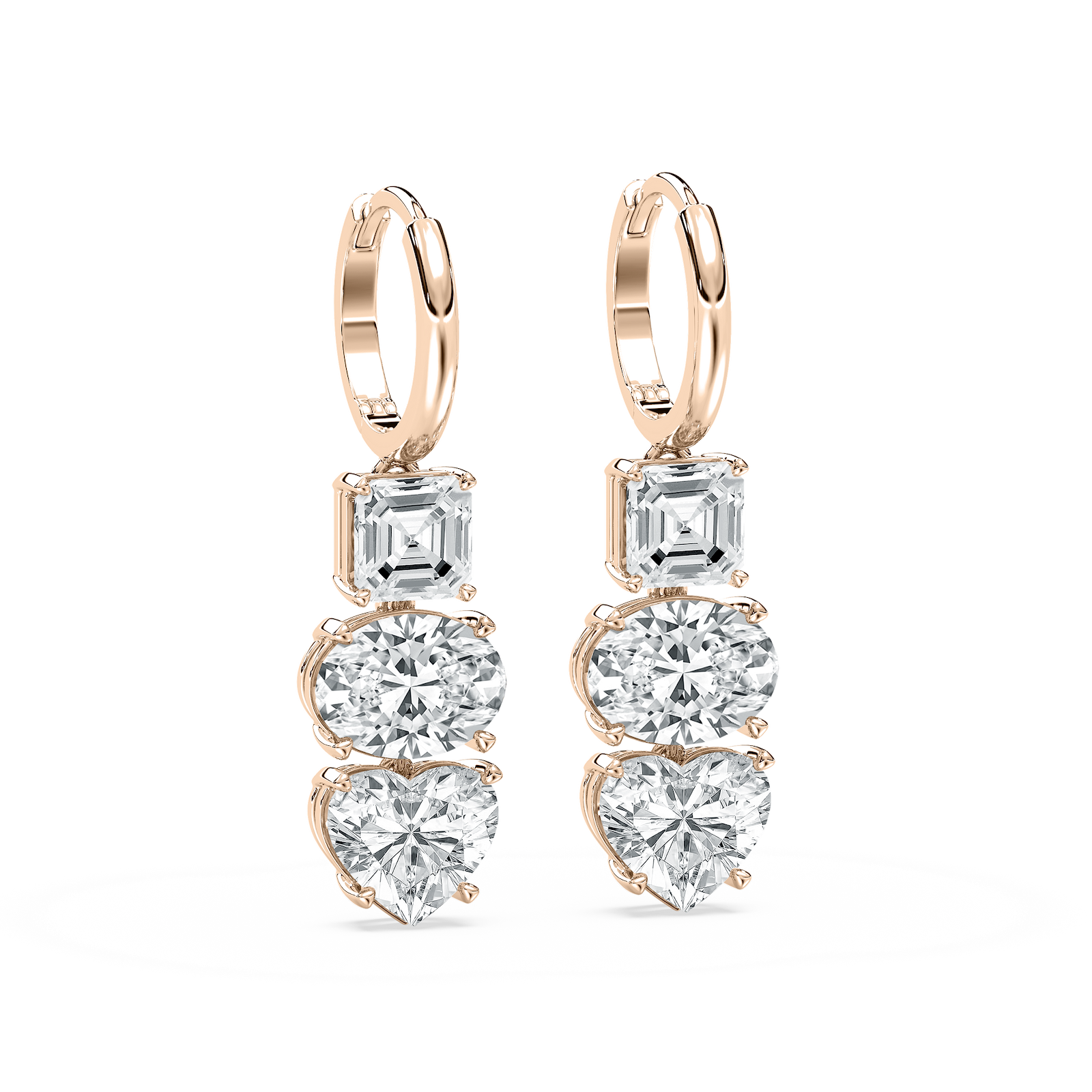 Fancy Trio Dangle Earring in Rose Gold