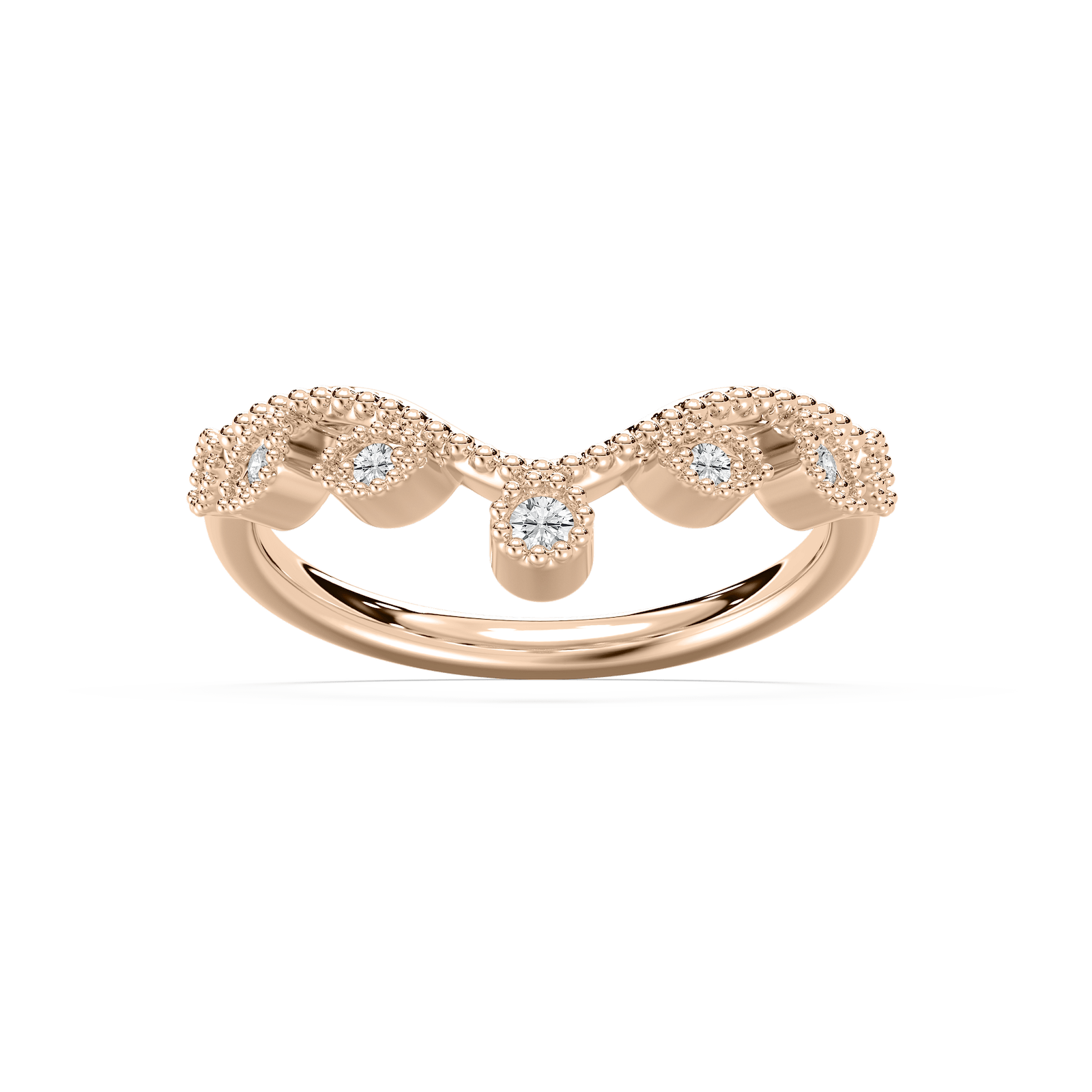 Fauna Vintage Wedding Band in Rose Gold