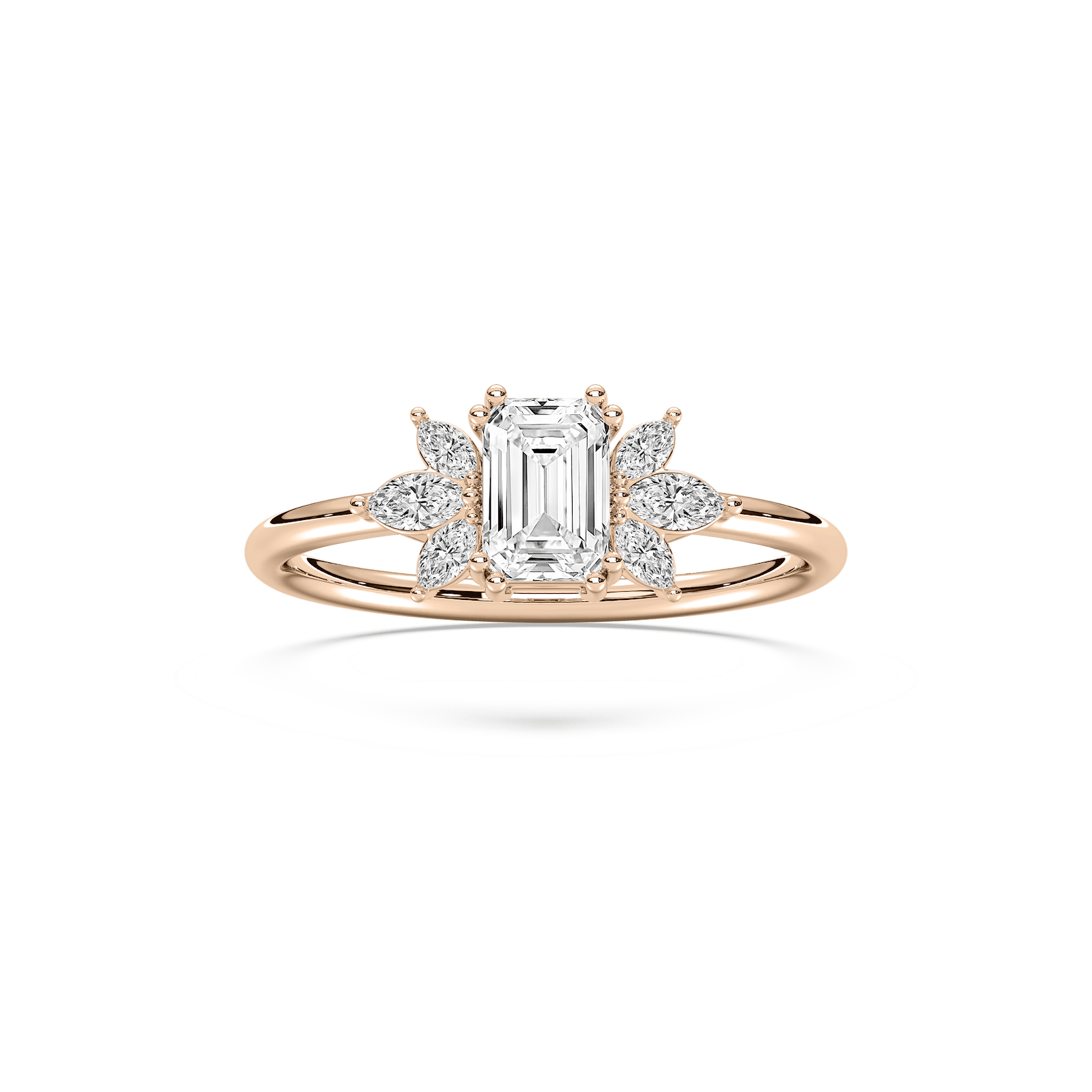 Fia Petite Emerald Engagement Ring in 14K Rose Gold