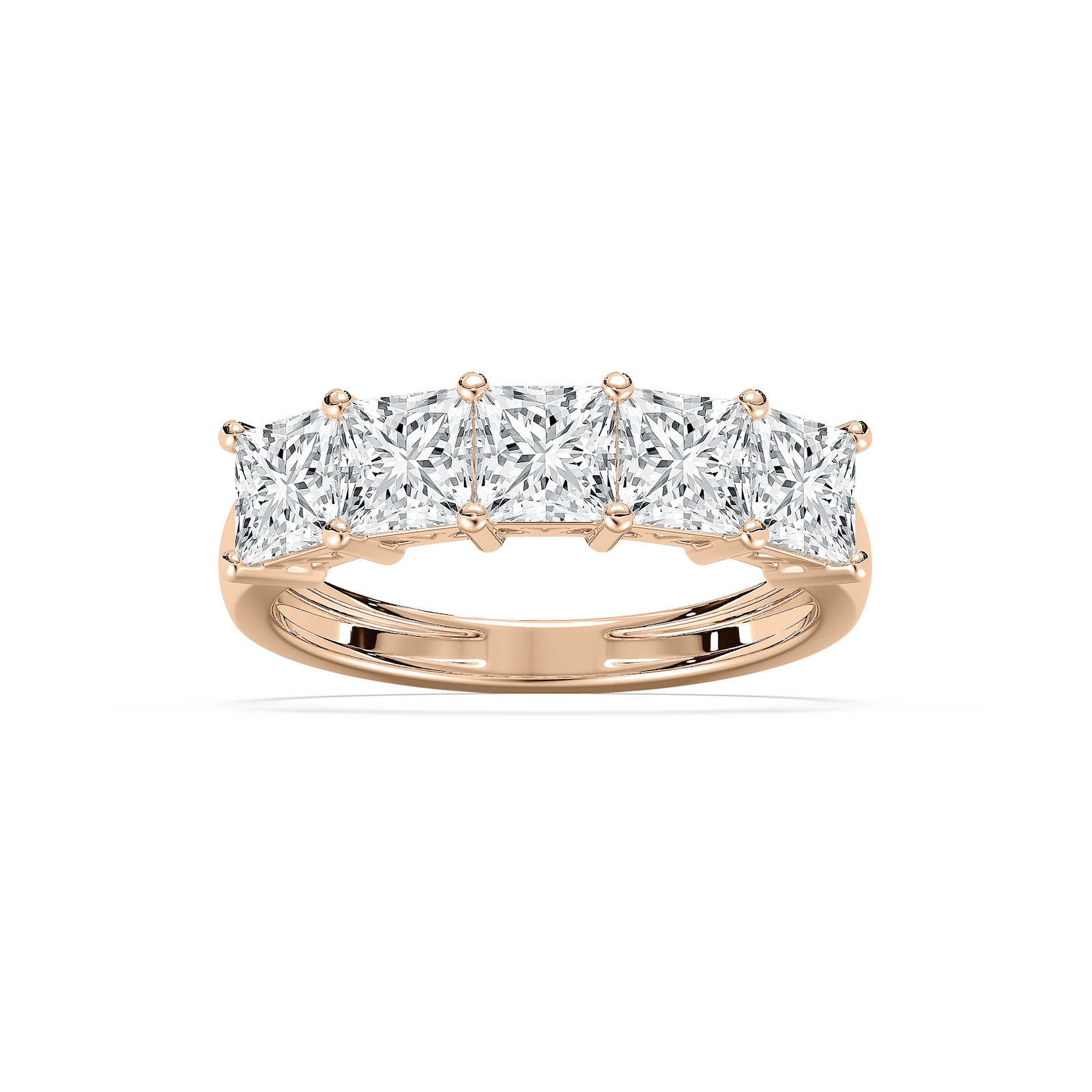 Five Stone Princess Band in Rose Gold