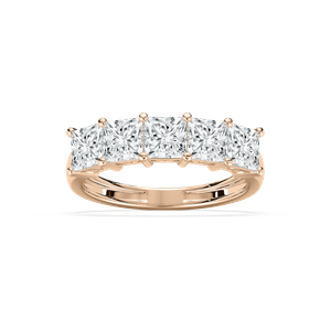 Five Stone Princess Band in Rose Gold