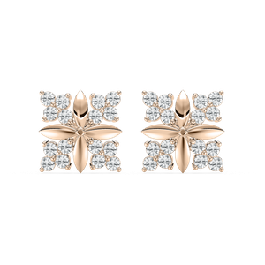 Floral Point Cluster Studs in Rose Gold