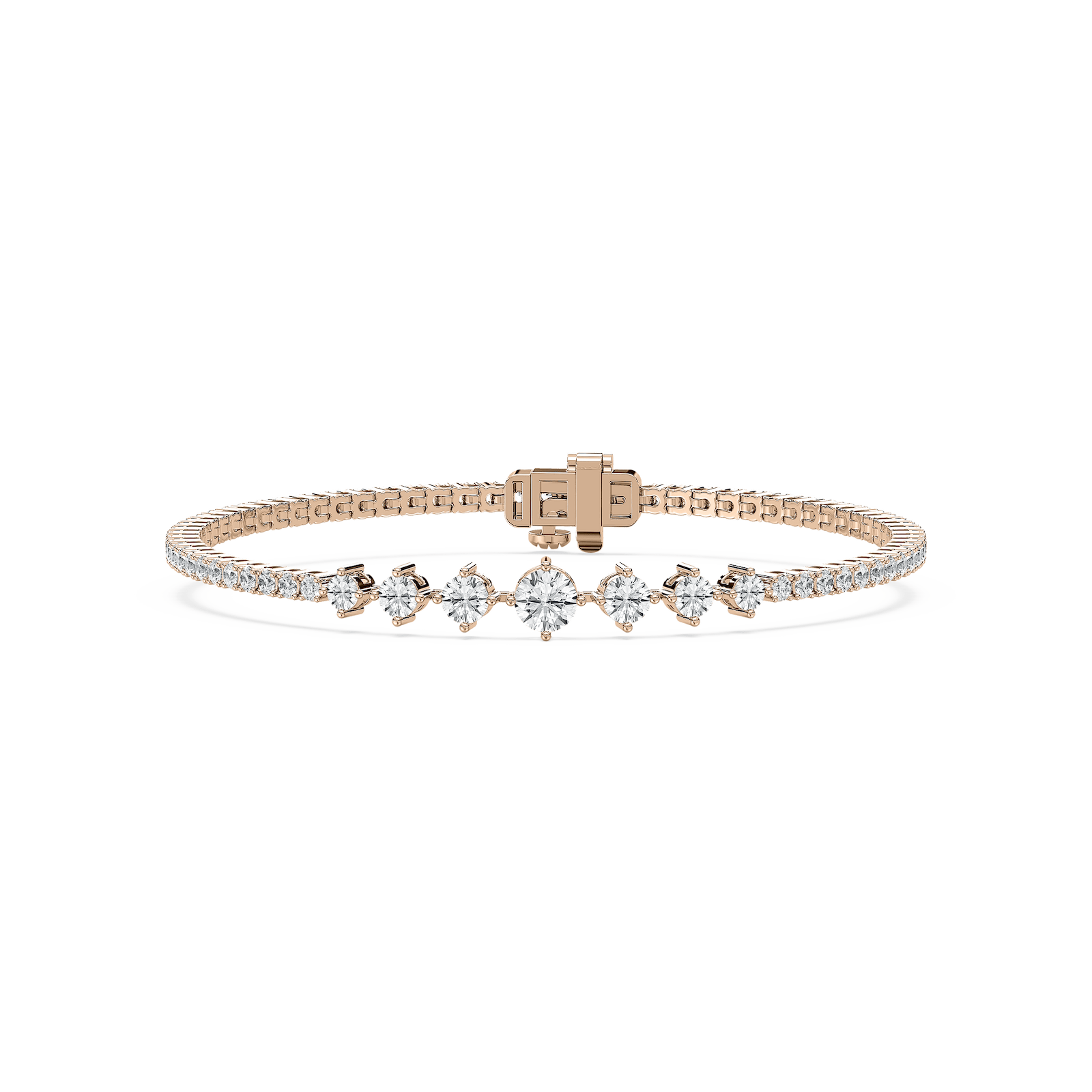 Graduated Round Diamond Accent Bracelet in Rose Gold