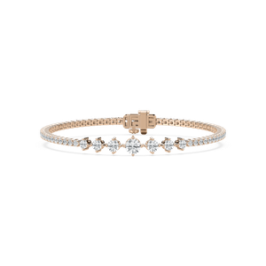 Graduated Round Diamond Accent Bracelet in Rose Gold