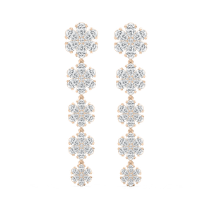 Graduated Snowflake Drop Earrings in Rose Gold