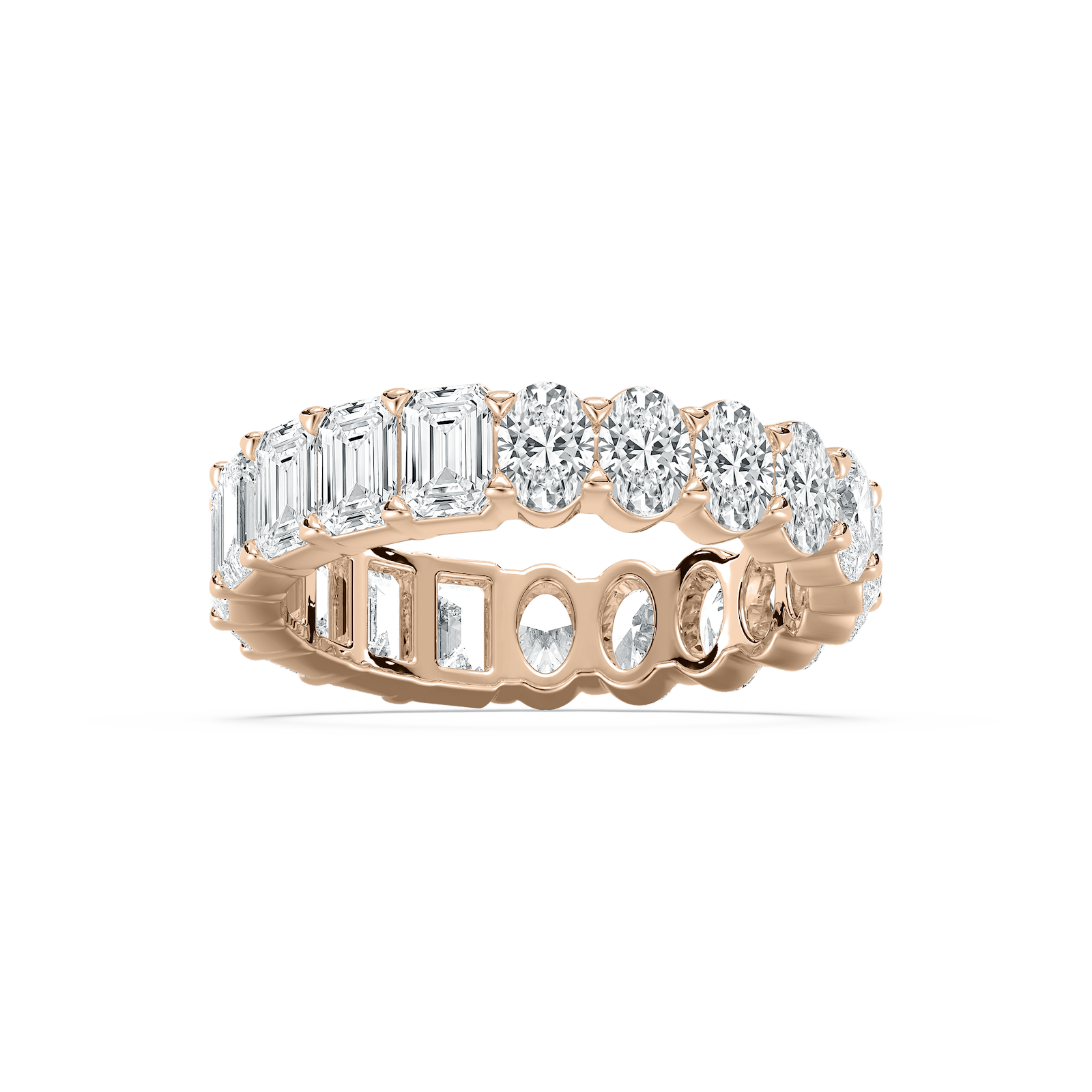 Half Emerald Half Oval Eternity Ring in Rose Gold