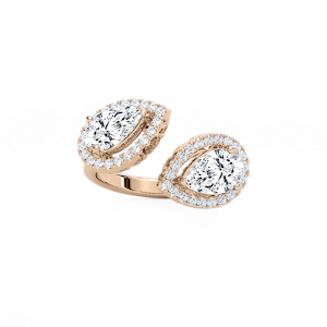 Halo Pear Open Bypass Ring in Rose Gold