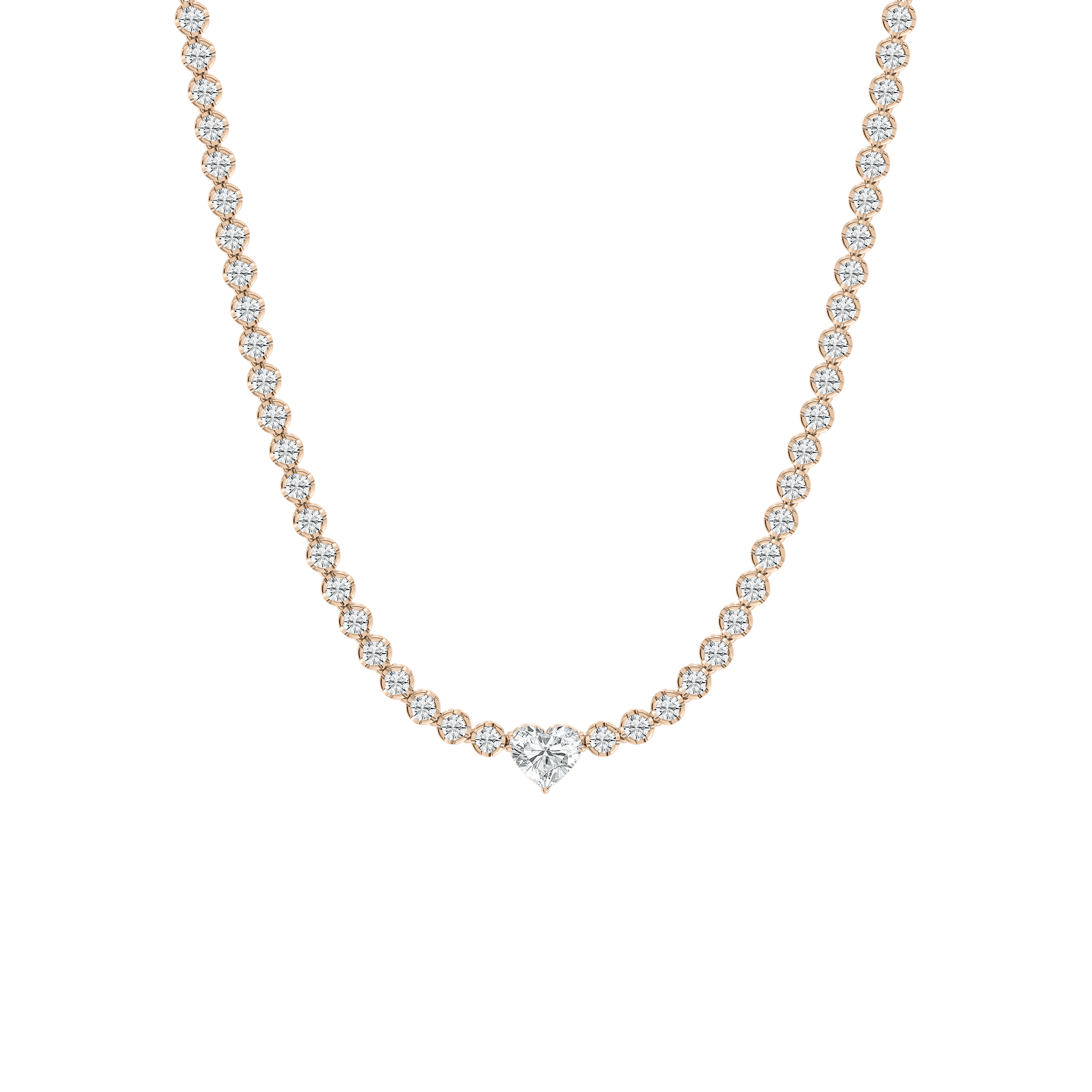 Heart Center Diamond Necklace in Rose Gold