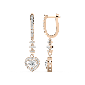 Heart Dangle Earrings in 14K Rose Gold