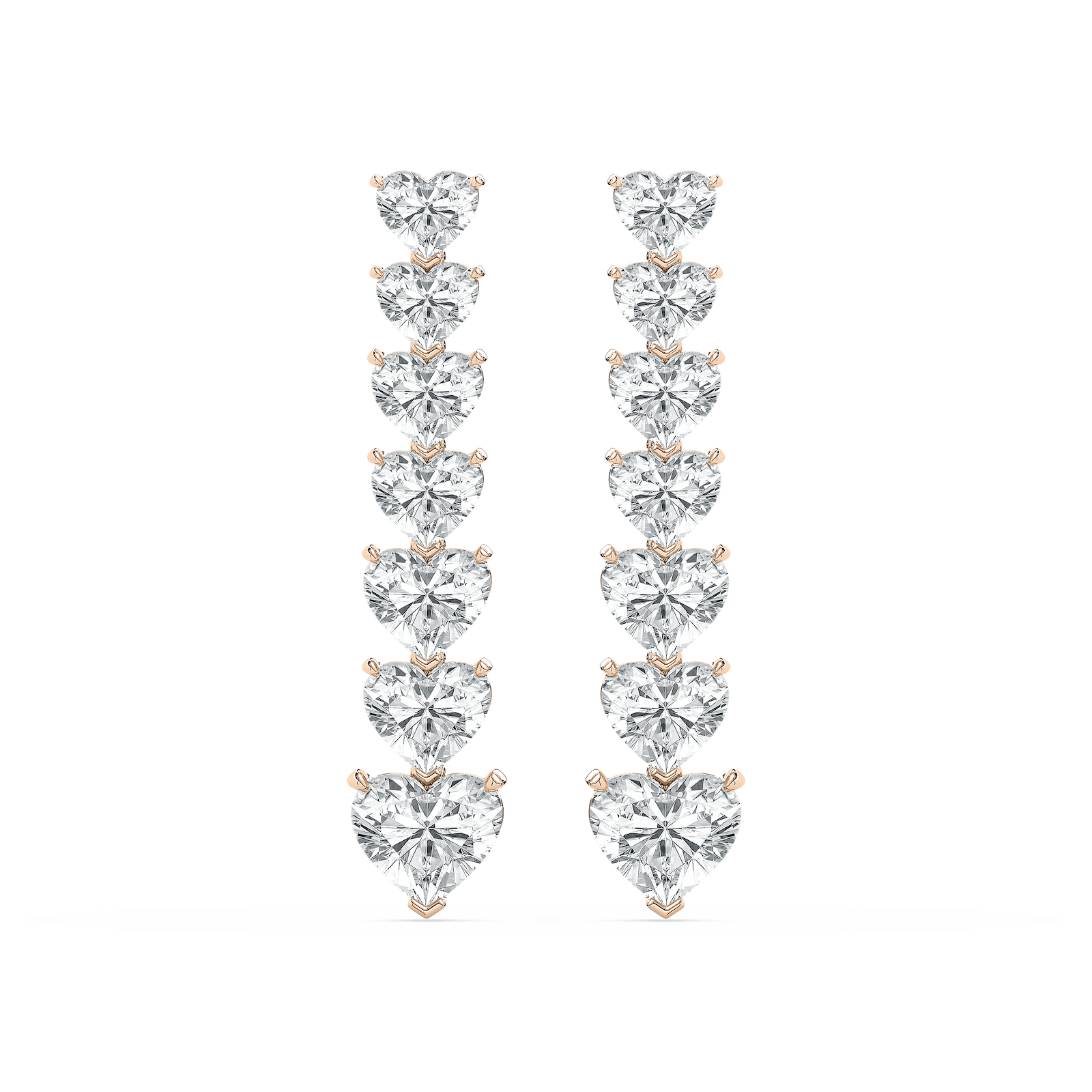 Heart Drama Drop Earrings in 14K Rose Gold