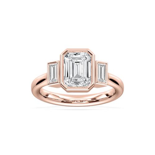 Imara Bezel Three Stone Ring in Rose Gold