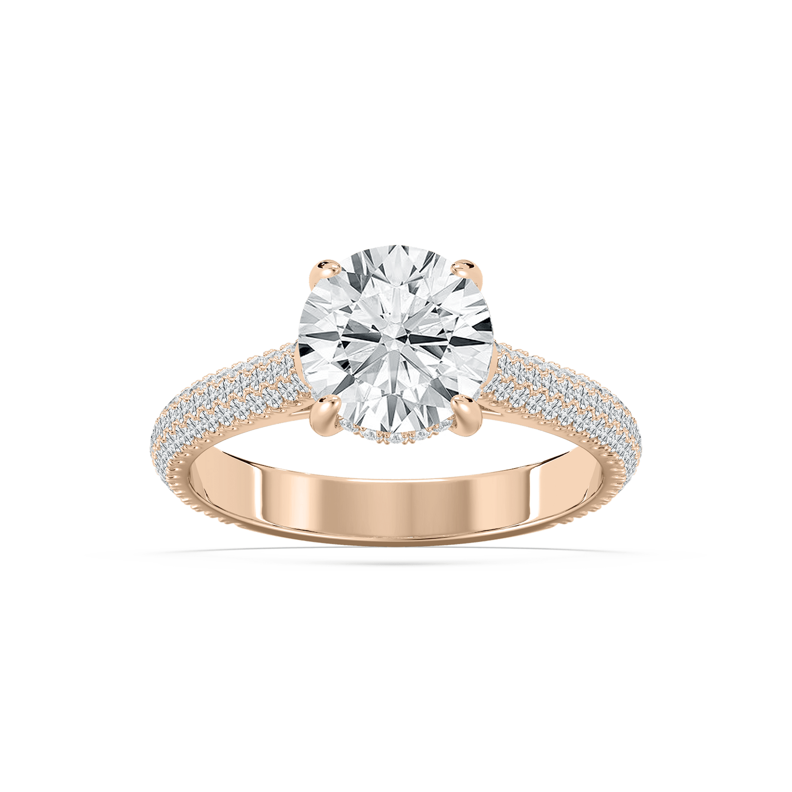 Jessa Luxe Pave Round Engagement Ring in Rose Gold