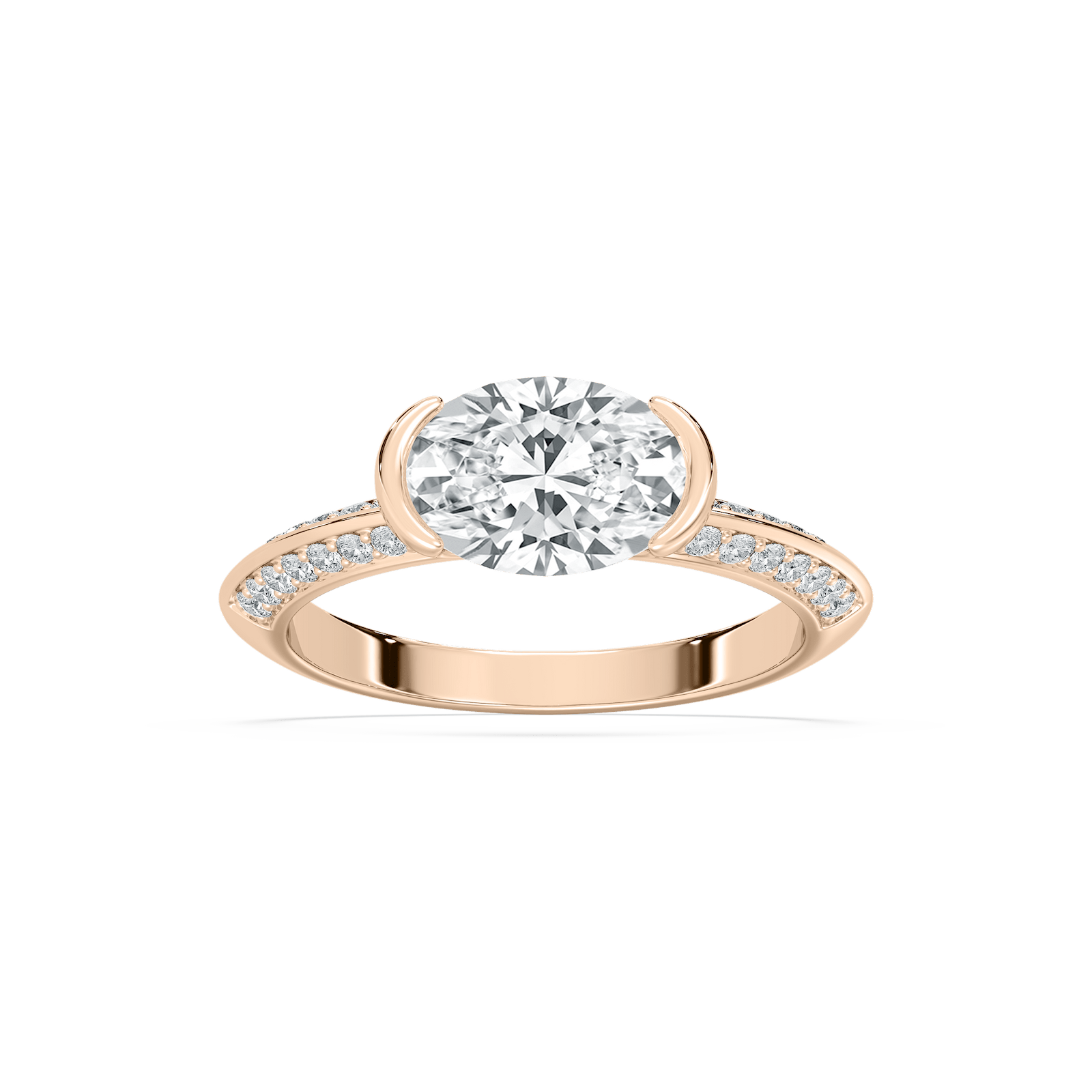 Kyra Semi Bezel Engagement Ring in Rose Gold