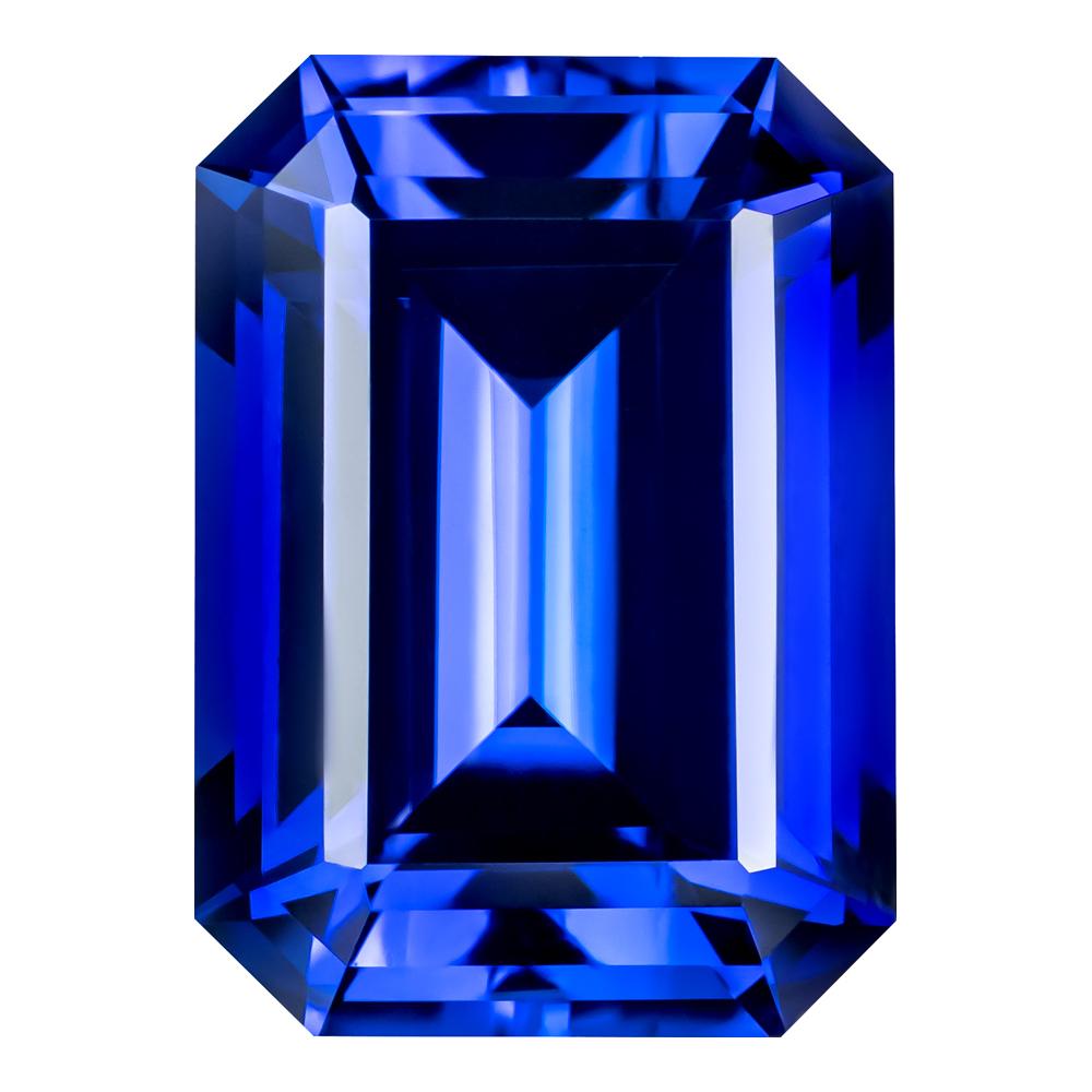 2.10 Carat Emerald Cut Lab-Created Blue Sapphire