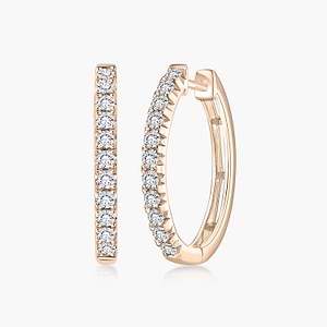 Round Lab Grown Diamond Traditional Oval-Shaped Hoop Earrings