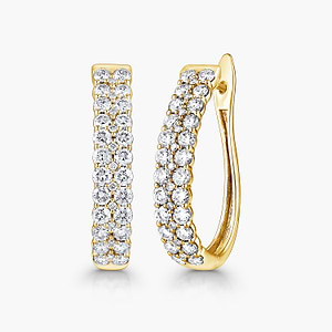 Round Lab Grown Diamond Double-Row Hinge-Back Hoop Earrings