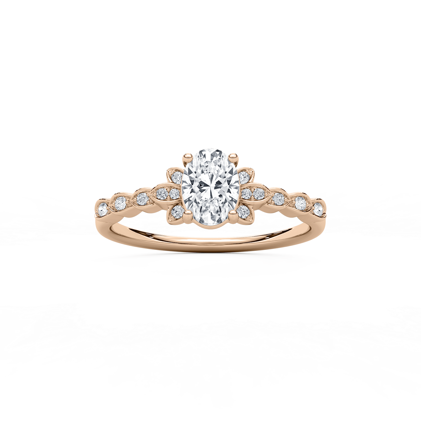 Leonie Petite Oval Engagement Ring in Rose Gold
